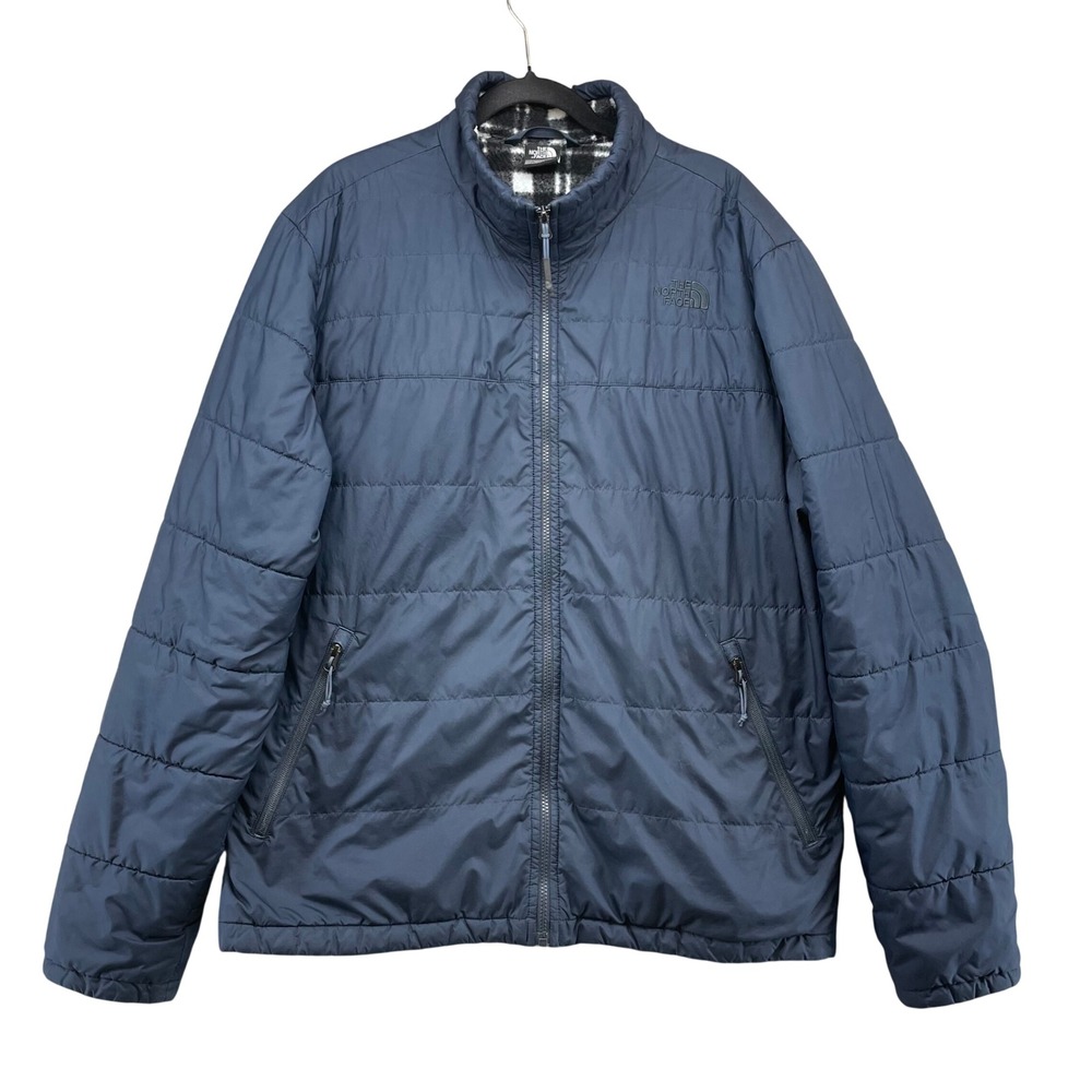 The North Face Puffer Jacket Mens XXL Blue Quilted Fleece Lined Zip Up Gorpcore